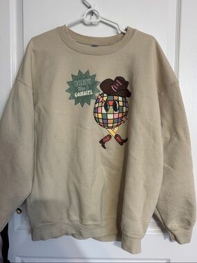 Men's Beige Graphic Crewneck Sweatshirt - 'Party Like a Cowgirl'